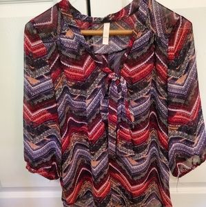 Sheer Tie-Front Dress Shirt